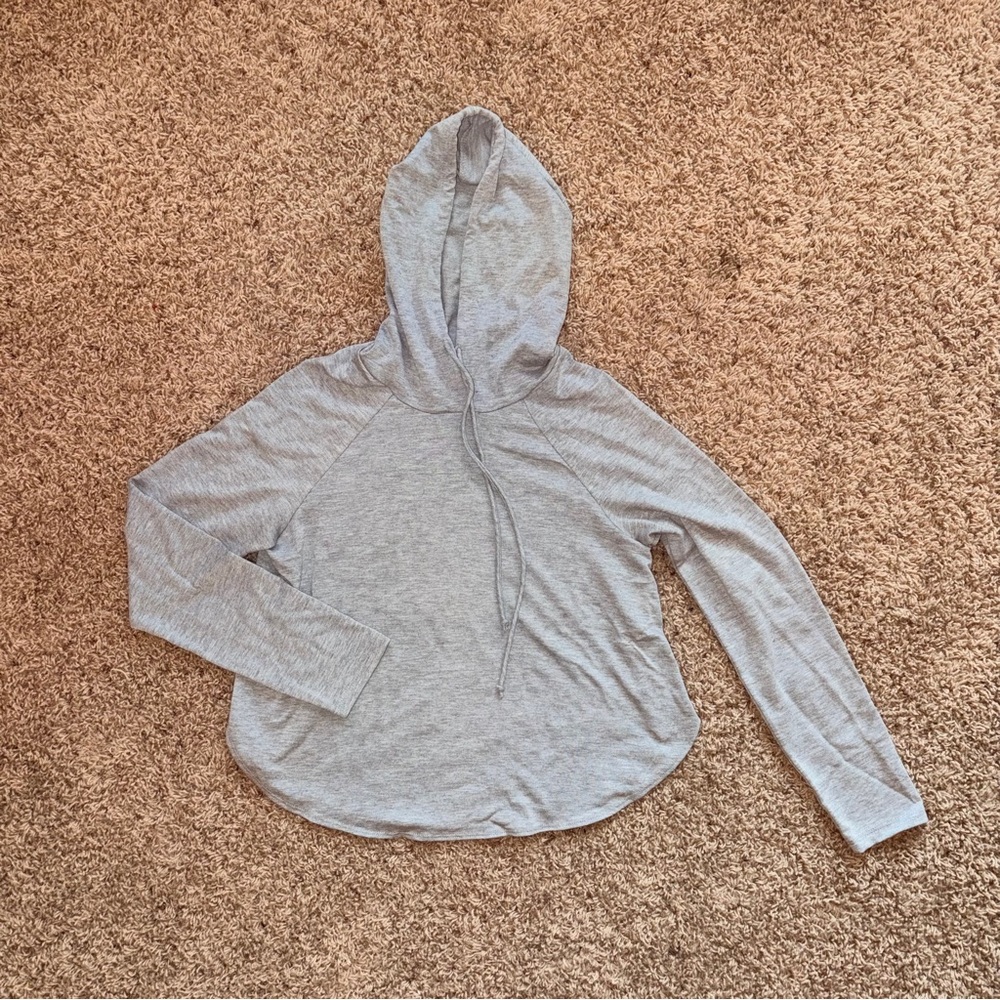 Cropped Light Gray Hooded Sweatshirt Hoodie Small S Crop